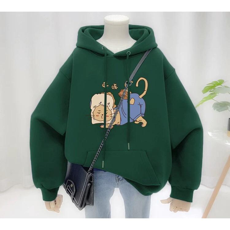 Áo hoodie nam nữ chuột trộm bánh mì chất nỉ bông siêu dày , phom rộng size từ 37 đến 65kg