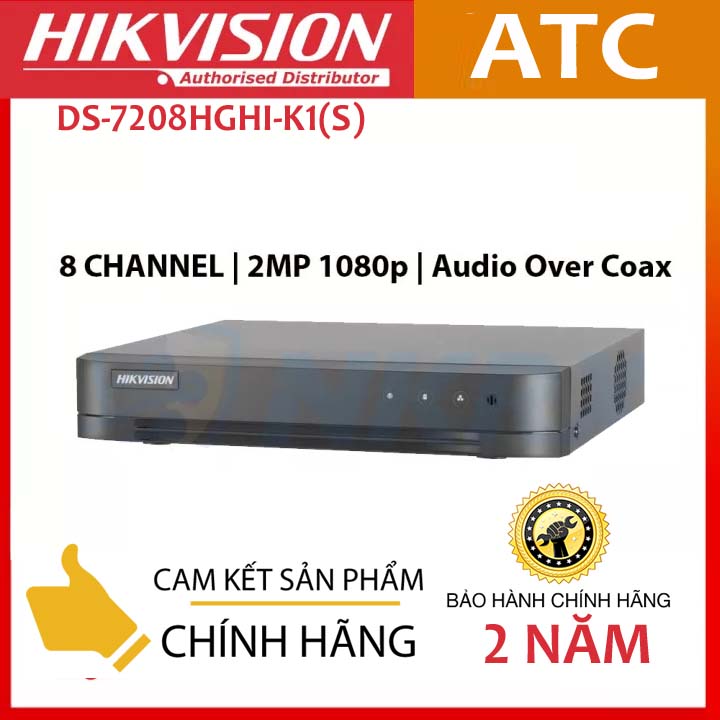 Đầu ghi camera 8 kênh turbo 1080P H.265 Hikvision DS-7208HGHI-K1(S) hàng chính hãng