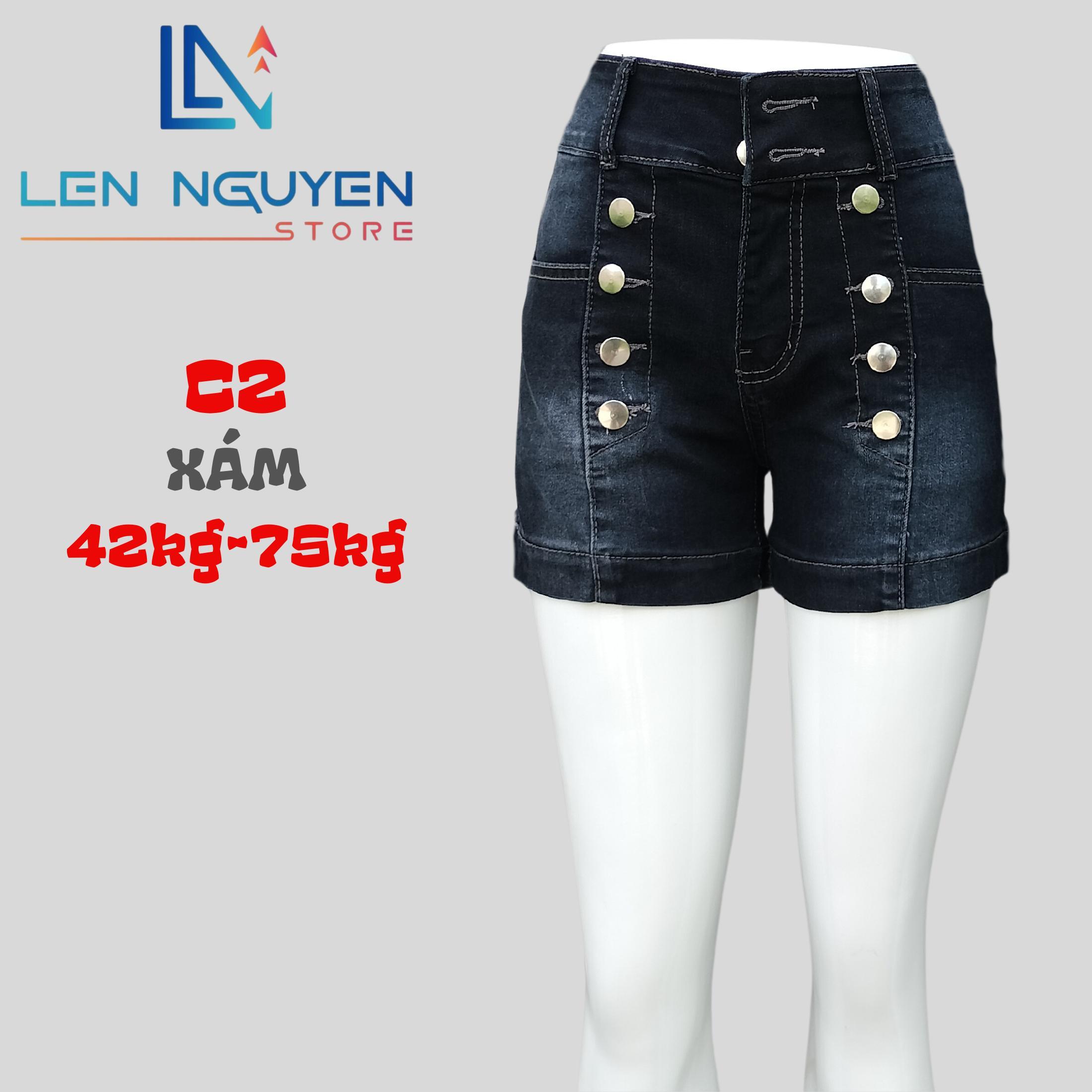 C2_Quần jean nữ, đùi, lưng cao, quần bò nữ dáng ôm, quần rin nữ có big size, cho 42kg đến 75kg - Xám