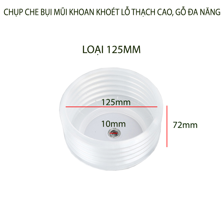 Chụp che chống bụi khoan lỗ trần thạch cao, gỗ để lắp đèn downlight, loại D125-160 tùy chọn