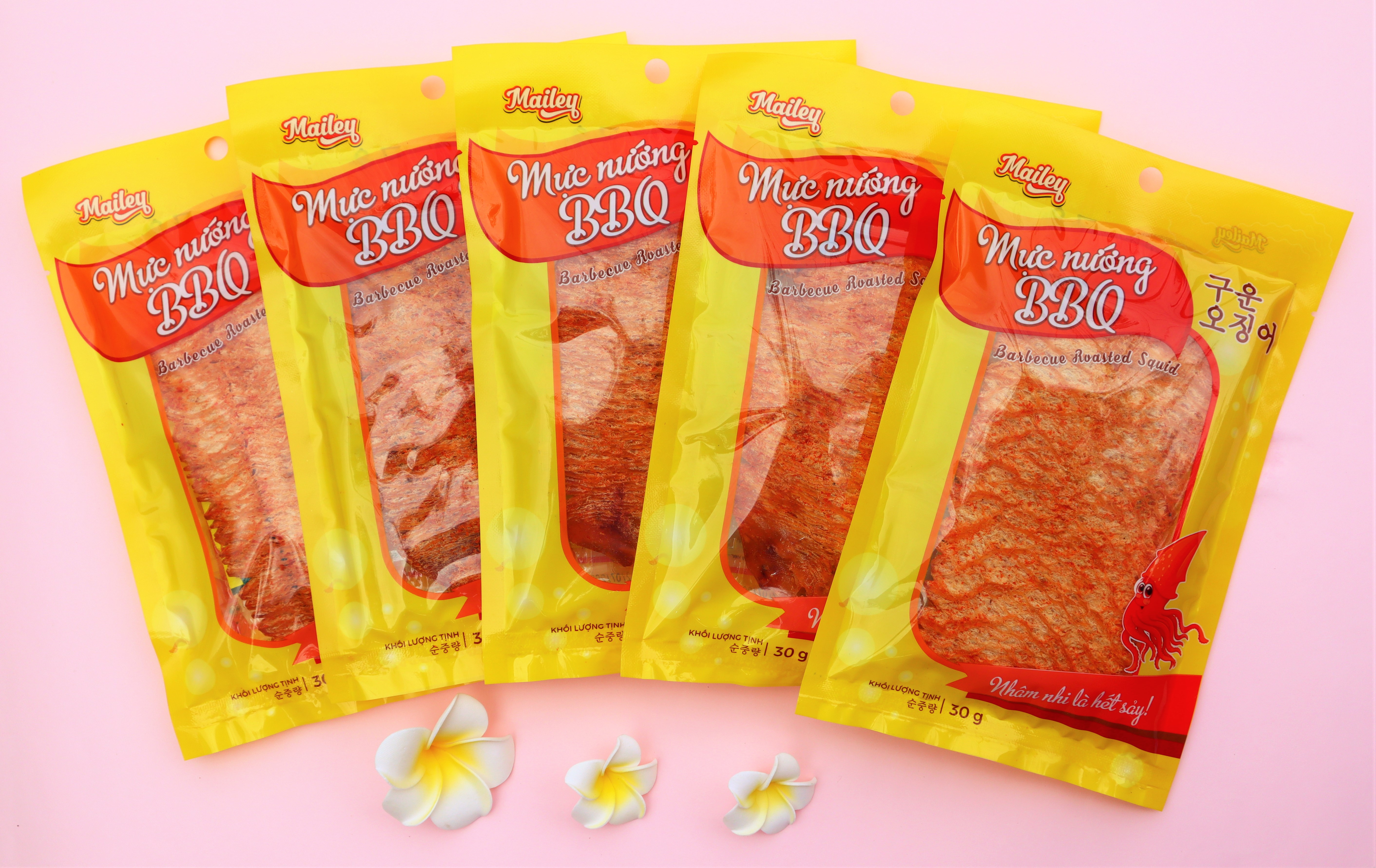 Combo 5 gói mực nướng BBQ ăn liền Mailey gói 30g