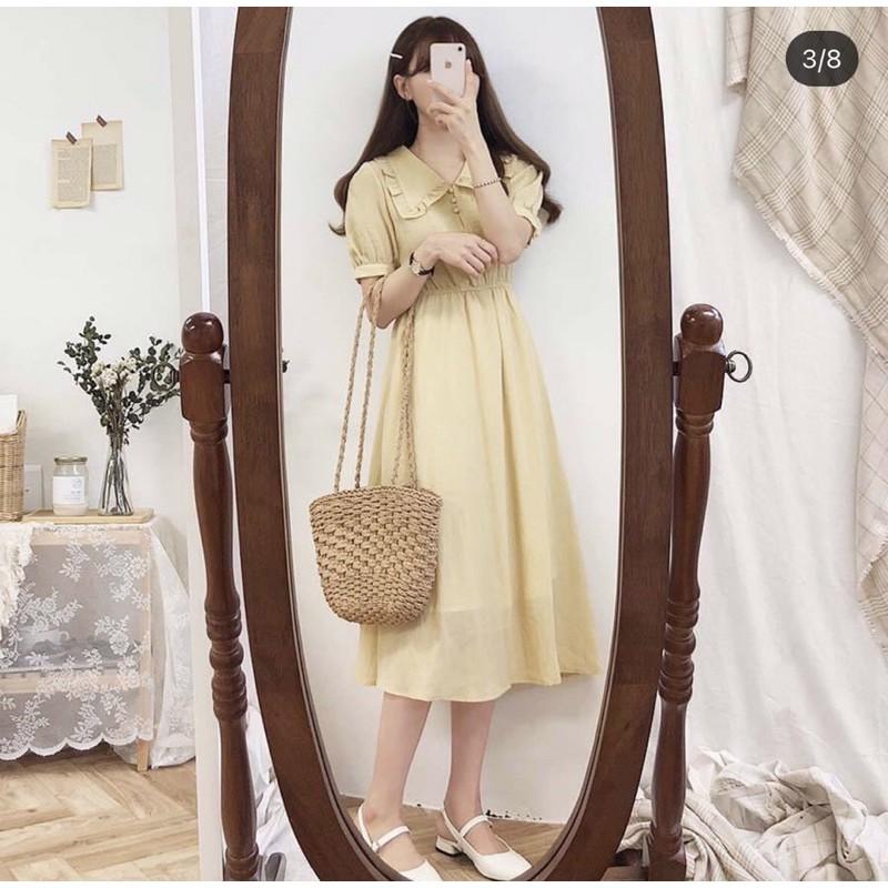 VÁY MIDI VÀNG CỔ SEN