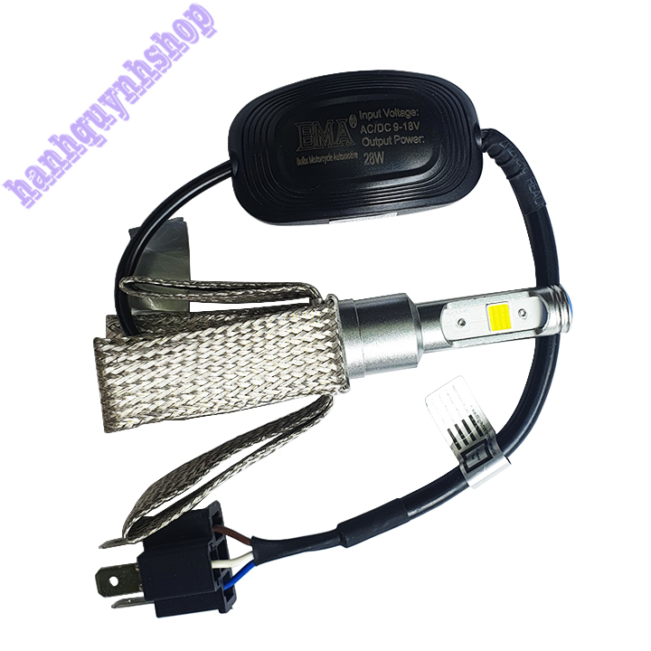 Bóng đèn pha LED xe máy chân H4, T19 siêu sáng tản nhiệt đuôi công bằng nhôm