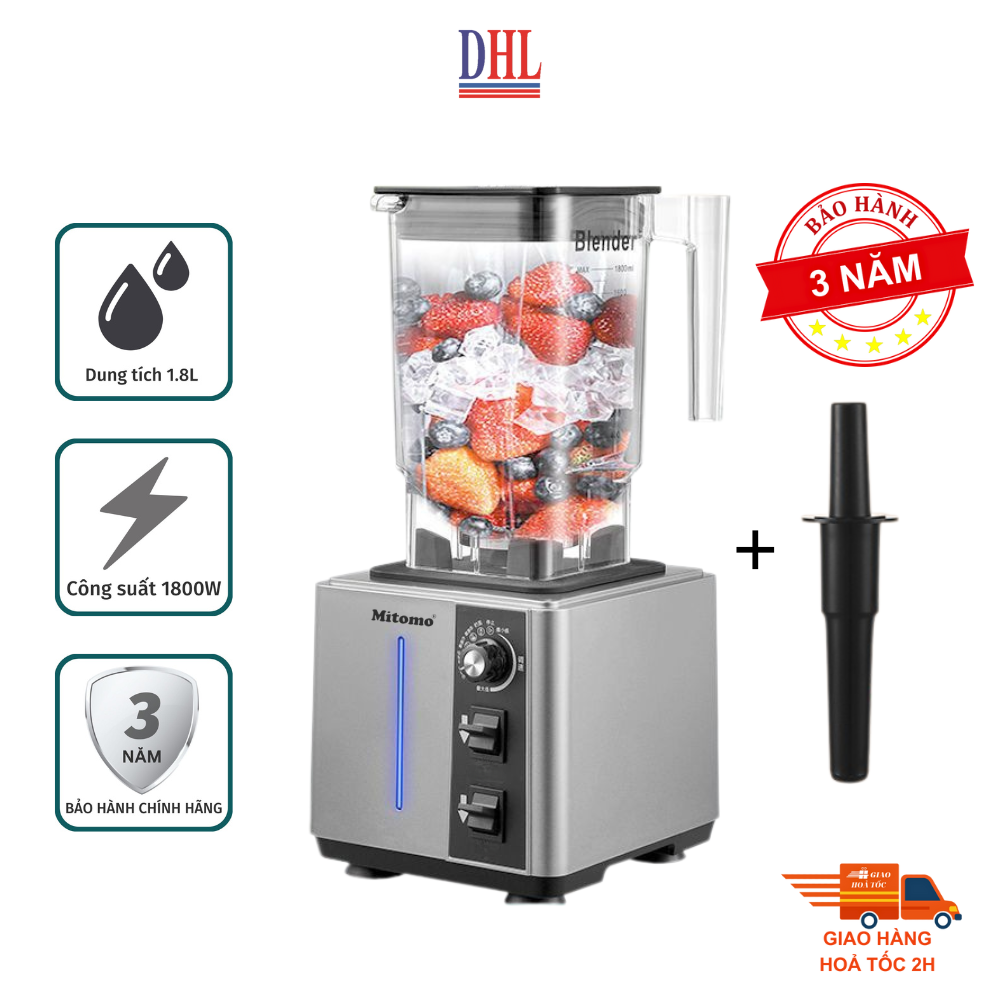 Máy xay công nghiệp, máy xay sinh tố đa năng Mitomo KD-1800, chuyên dụng cho kinh doanh - BH 3 năm hàng chính hãng