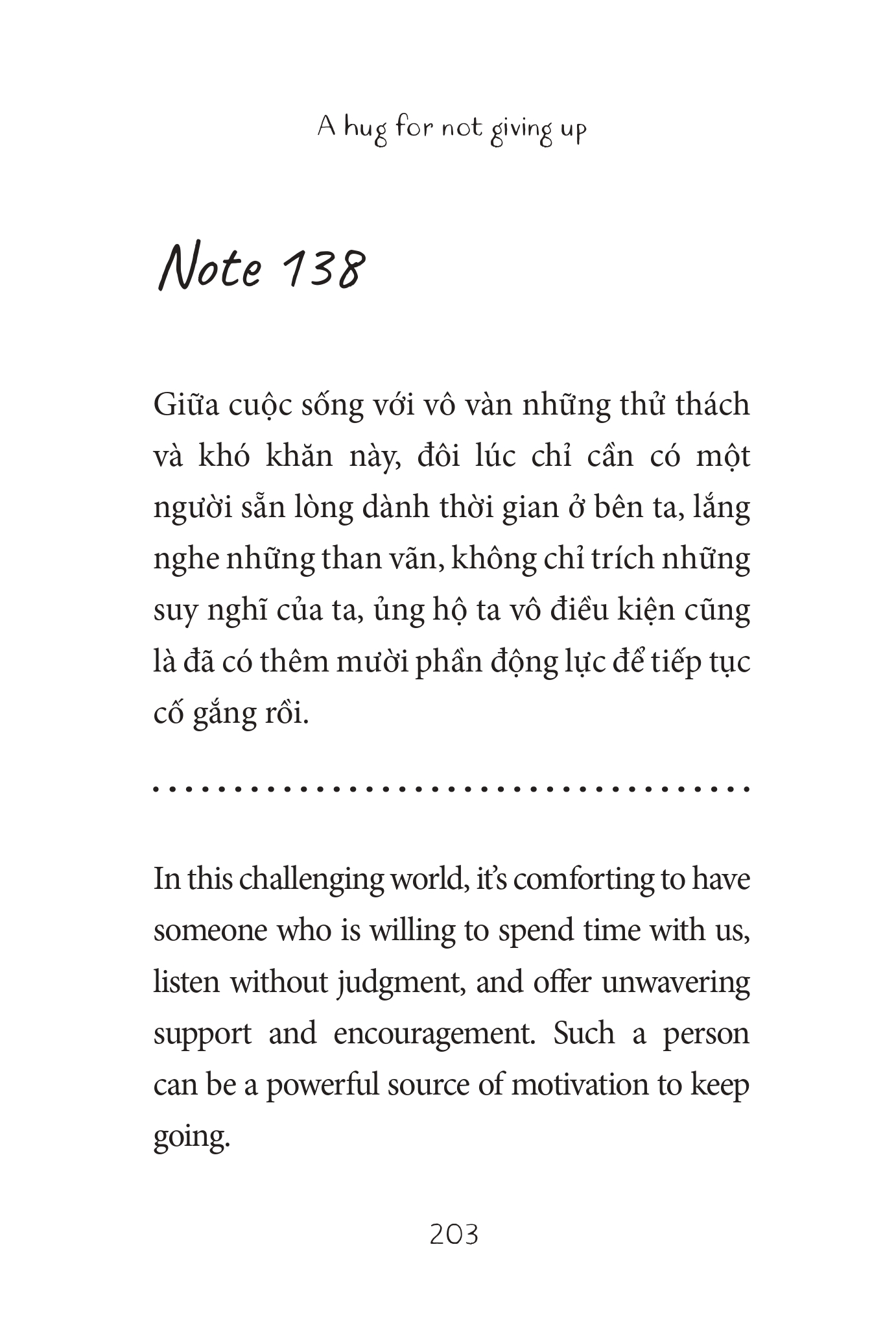 Sách A Hug For Not Giving Up - Gửi Cậu Một Cái Ôm Vì Đã Không Bỏ Cuộc - Phiên bản song ngữ Việt Anh