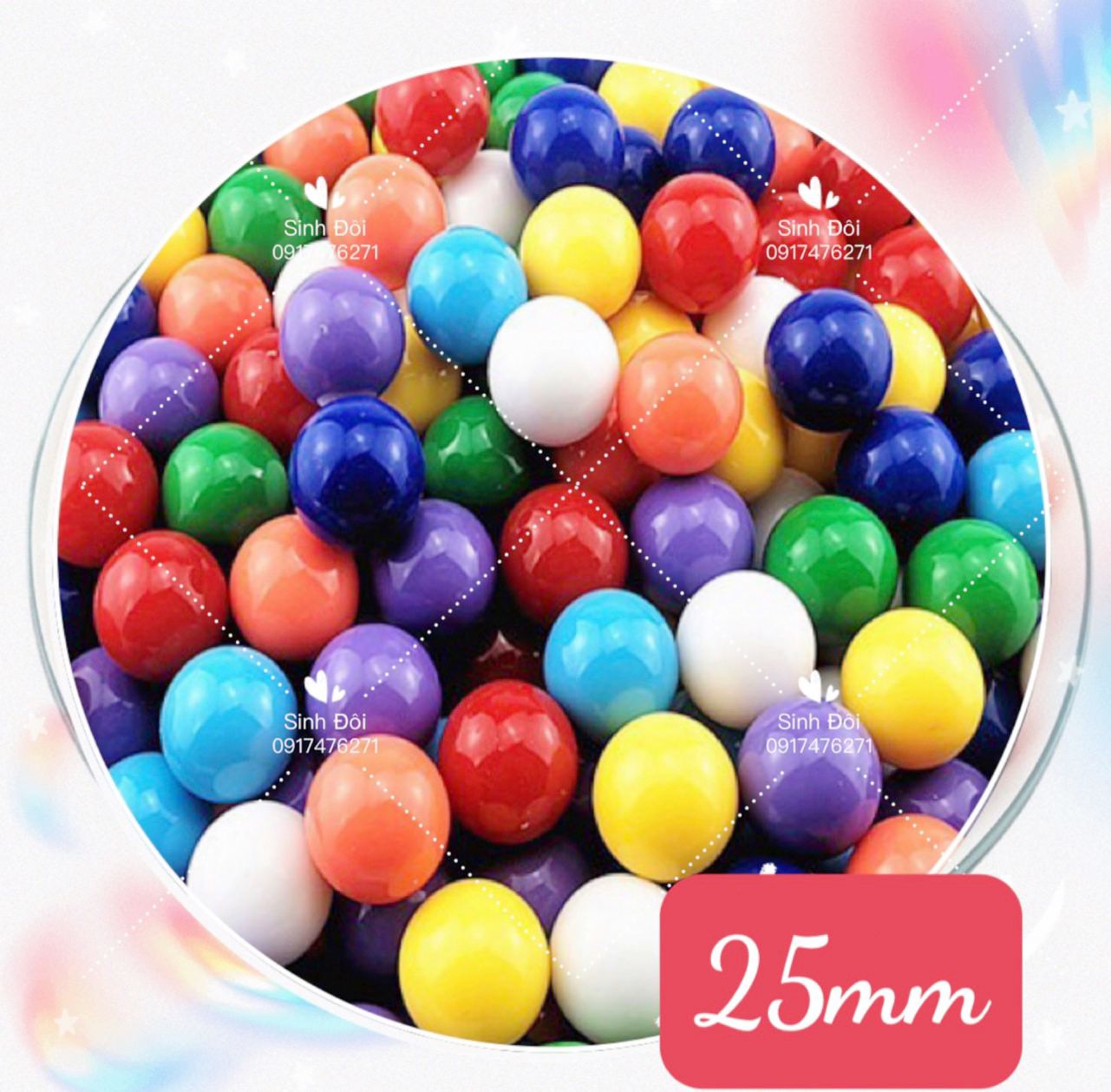 5 viên bi nhựa 25mm - phụ kiện các bộ trò chơi