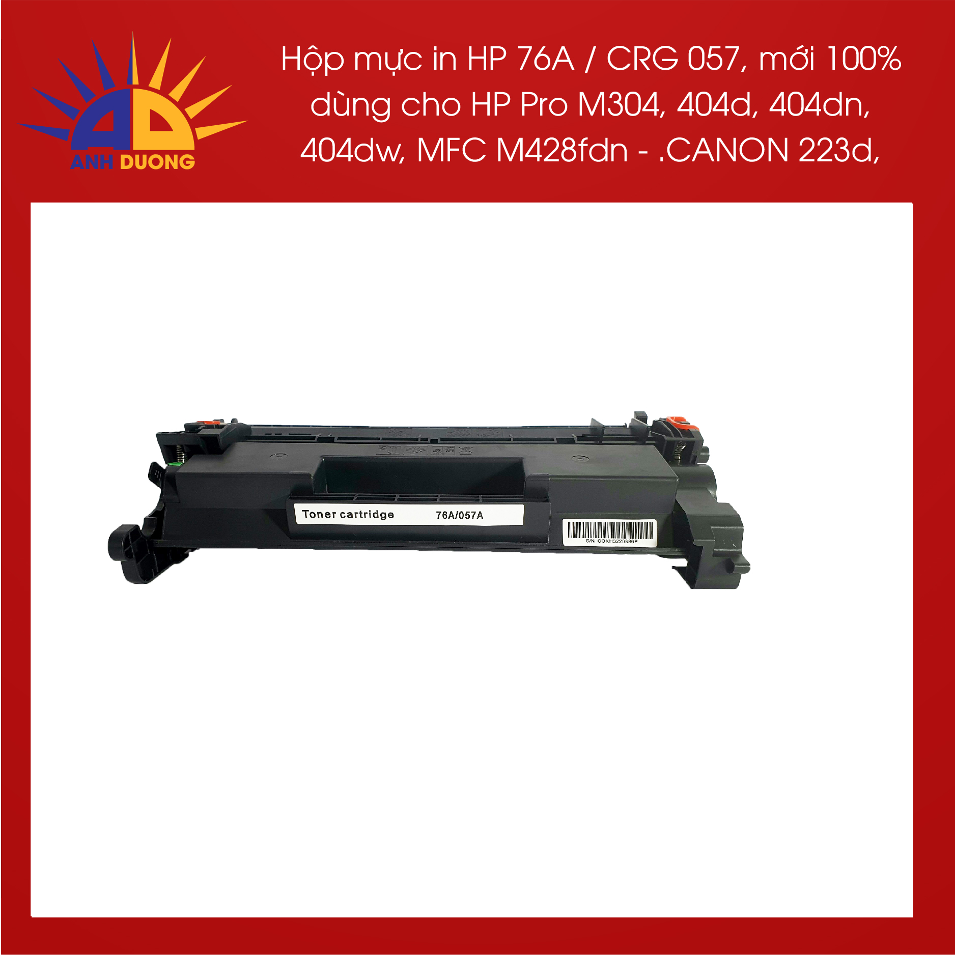 Hộp mực 76A/CF276A/CRG 057 dùng cho M304 404N 404D 404DN 404DW MFC M428FDN M428FDW 223D