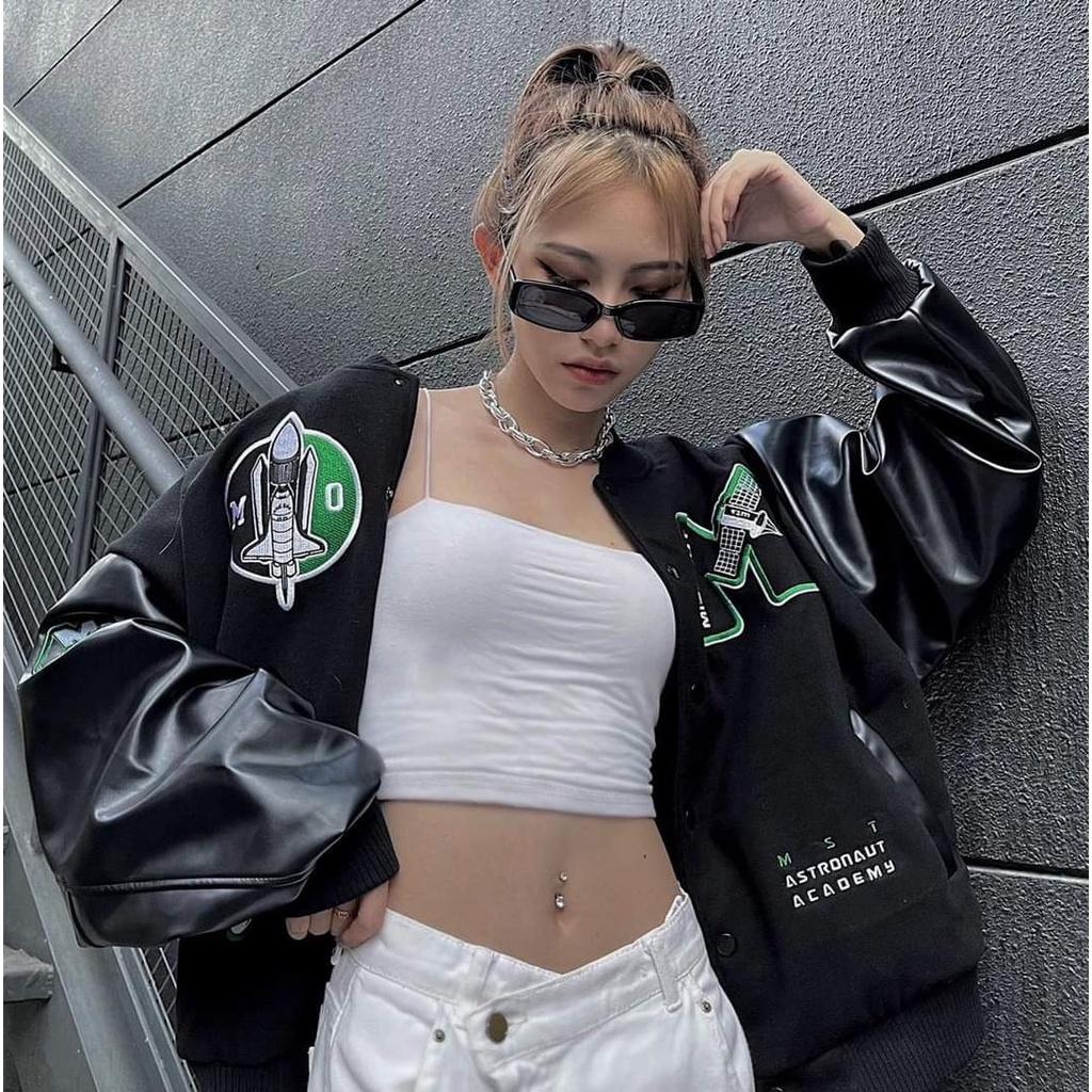 Áo Varsity Tay Da Missout - Chất Nỉ dày dặn, hình thêu chuẩn mẫu - Form áo unisex rộng - thích hợp khi đi chơi cafe