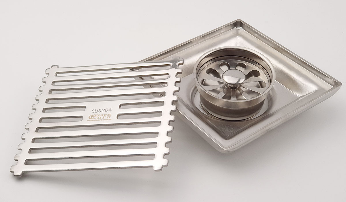 Phễu thu sàn - thoát sàn chống hôi Inox SUS 304, 10cm x 10cm Eurolife EL-HG04 ( Trắng bạc)