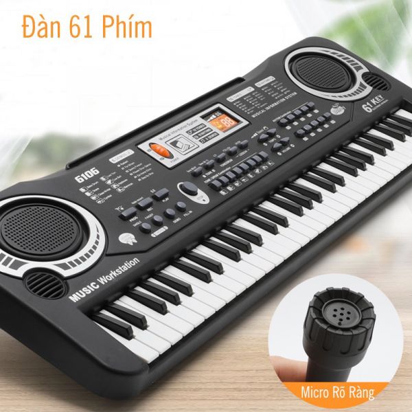 Đàn Organ Woim MQ-6106 61 Phím, 6 Bài Demo, 16 Tones, 8 Âm Nhạc Cụ, 100 Âm Điệu Kèm Micro