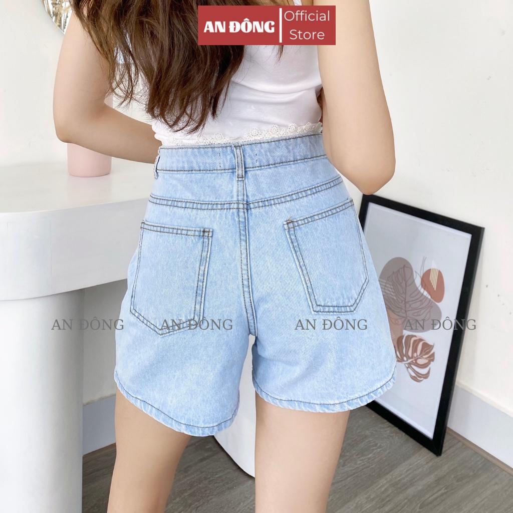 Quần short Jean nữ ống rộng, lưng cao phối ren - Quần Sooc Đùi Nữ Cạp Cao Ulzzang Thời Trang Hàn Quốc