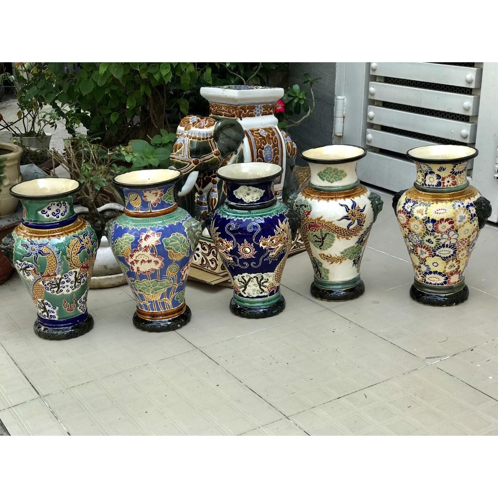 BÌNH BÁCH HOA,RỒNG,PHỤNG THON 40CM GỐM NAM BỘ DECOR TRANG TRÍ, CẤM HOA
