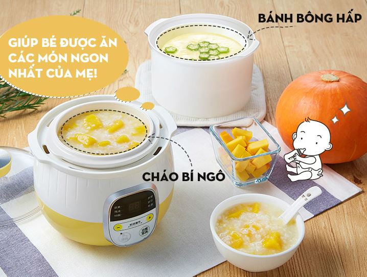 Nồi Ninh Hầm, Nấu Cháo Cho Bé Dung Tích 800ML - Hàng Chính Hãng