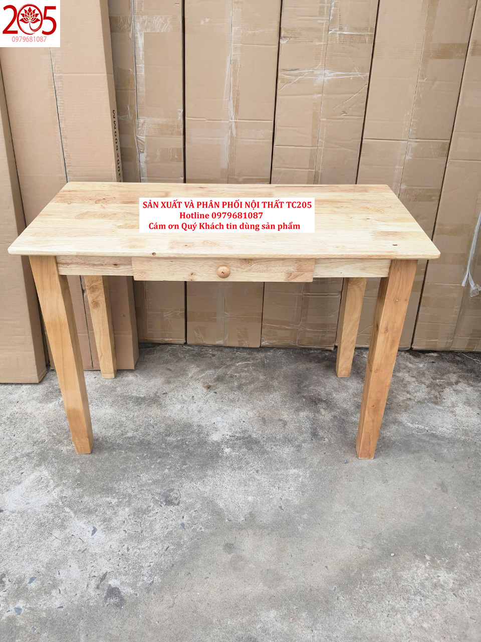 BÀN LÀM VIỆC có 1 HỘC TỦ - GỖ CAO SU - 100x50x75 cm