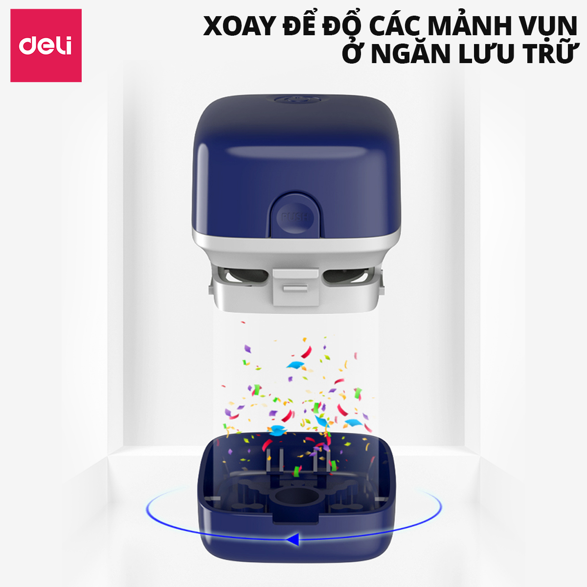 Máy Hút Bụi Mini Để Bàn Deli - Máy Hút Bụi Cầm Tay Dạng Vuông Tiện Dụng Hút Vụn Tẩy Bút Chì - Không Dây Nhỏ Gọn