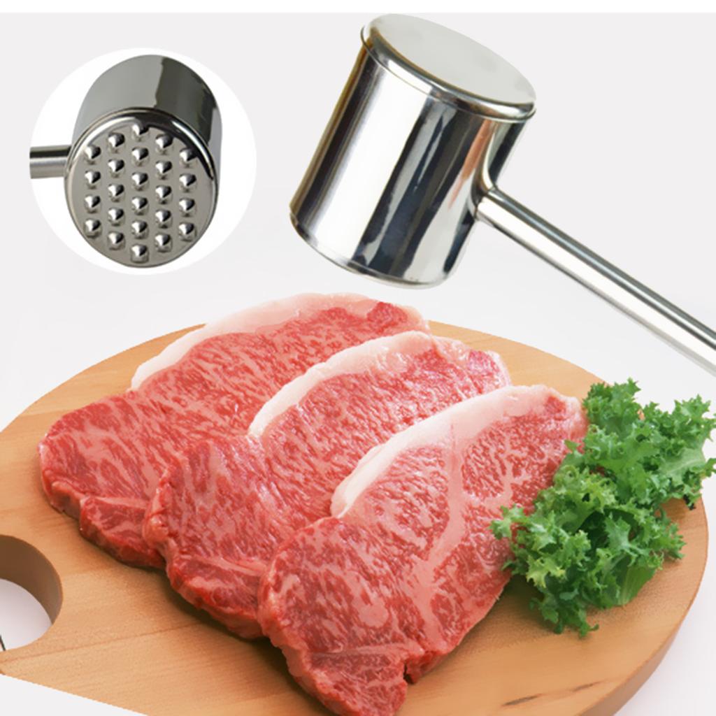 Stainless Steel Kitchen Meat Tenderizer Mallet Steak Cutlet Beef Hammer Tool