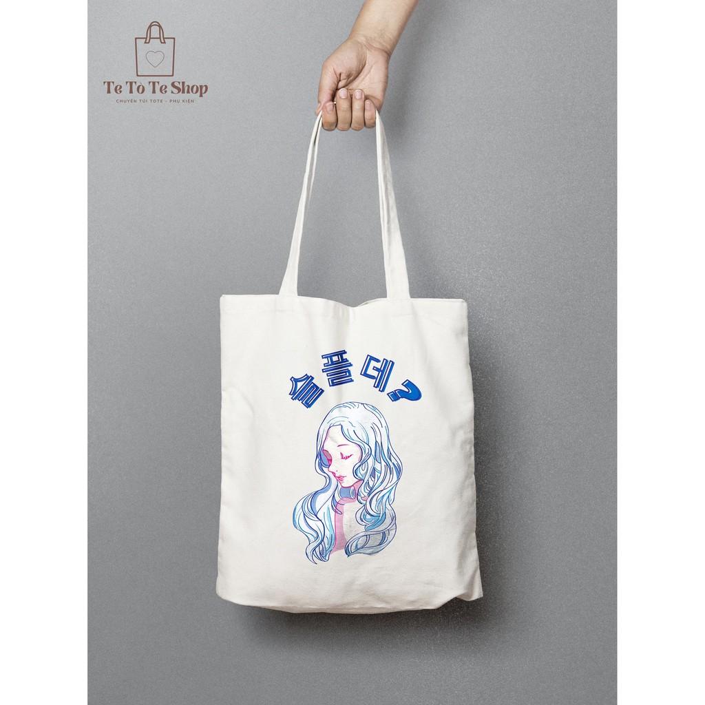 Túi Tote Túi Vải Canvas đeo vai có dây kéo phong cách Hàn Quốc Ulzzang, bộ sưu tập (2/2)