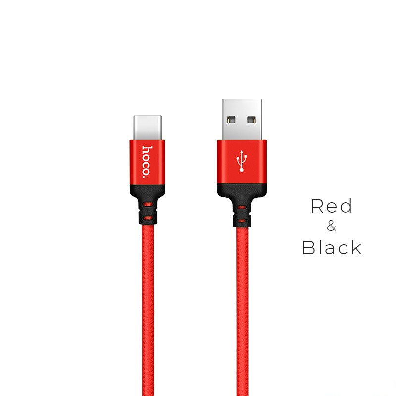 Dây Cáp Sạc Dây Dù Hoco X14 USB-A to Type-C dùng cho samsung, sony, Huawai,... Màu ngẫu nhiên- Hàng chính hãng