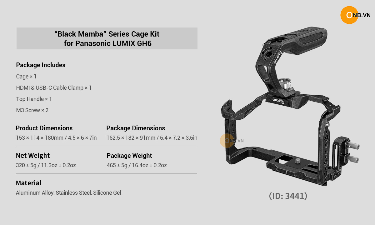 SmallRig Black Mamba Cage Kit Pana-sonic LUMIX GH6 code 3441