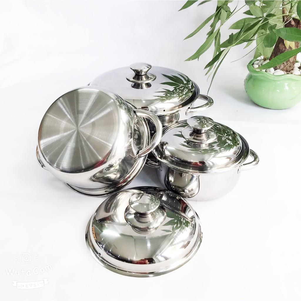 Bộ nồi 1 đáy inox 430 nắp inox - dùng được bếp từ