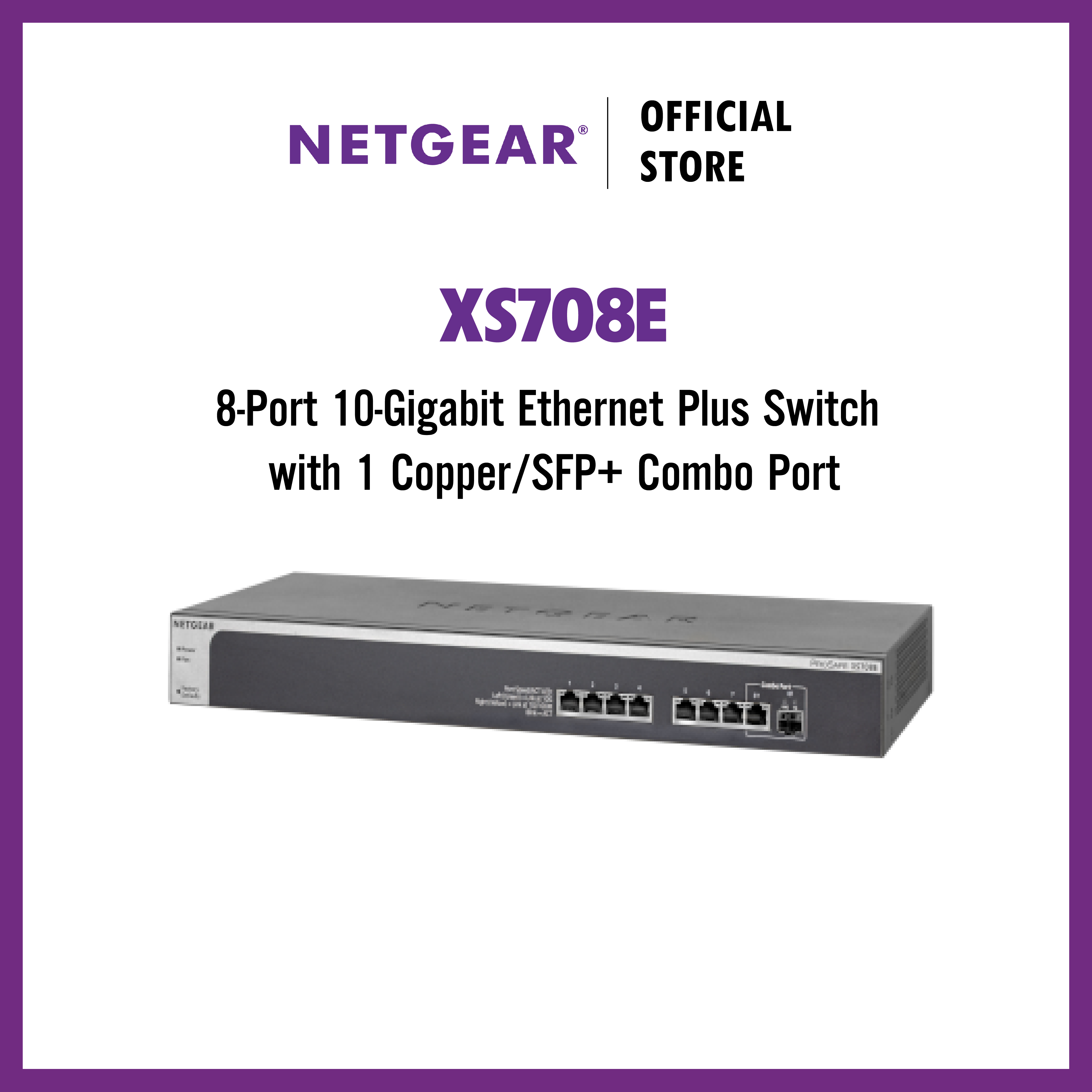 Bộ Chia Mạng Gắn Rack 8 Cổng 100M/1G/10G Với 1 Cổng Quang Combo 10G SFP+ ProSAFE 10-Gigabit Ethernet Smart Managed Plus Switch Netgear XS708E - Hàng Chính Hãng