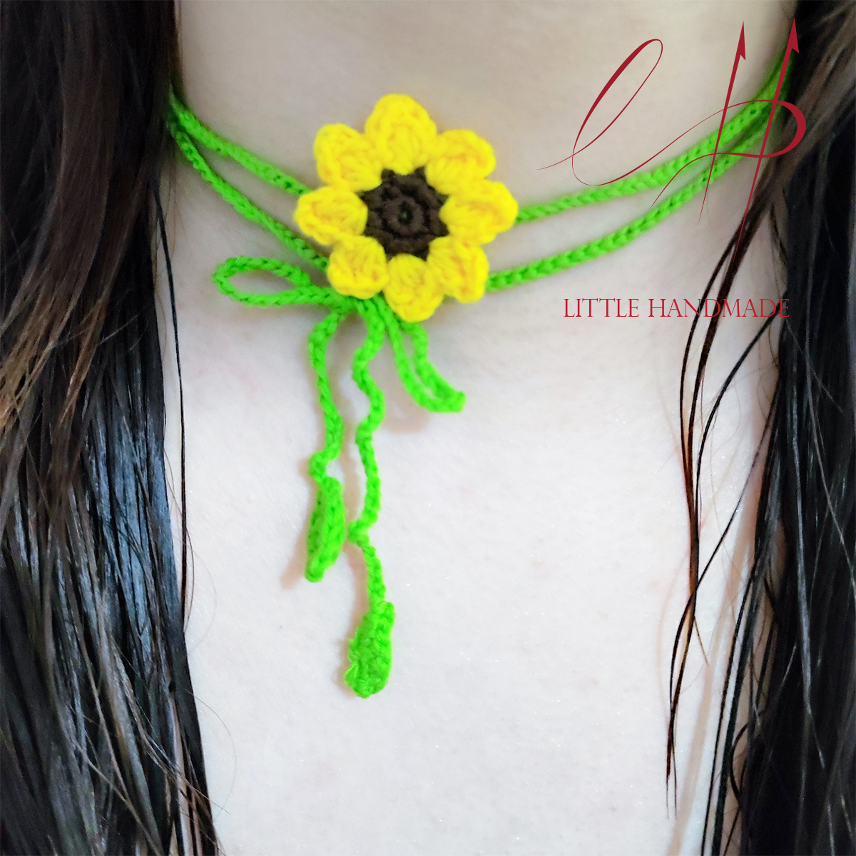 Chocker hoa hướng dương đa năng vừa làm chocker, vừa làm vòng tay handmade