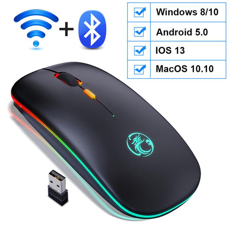 Chuột Không Dây Bluetooth RGB Sạc Máy Tính Im Lặng Mause LED Backlit Công Thái Học Chơi Game Cho Laptop