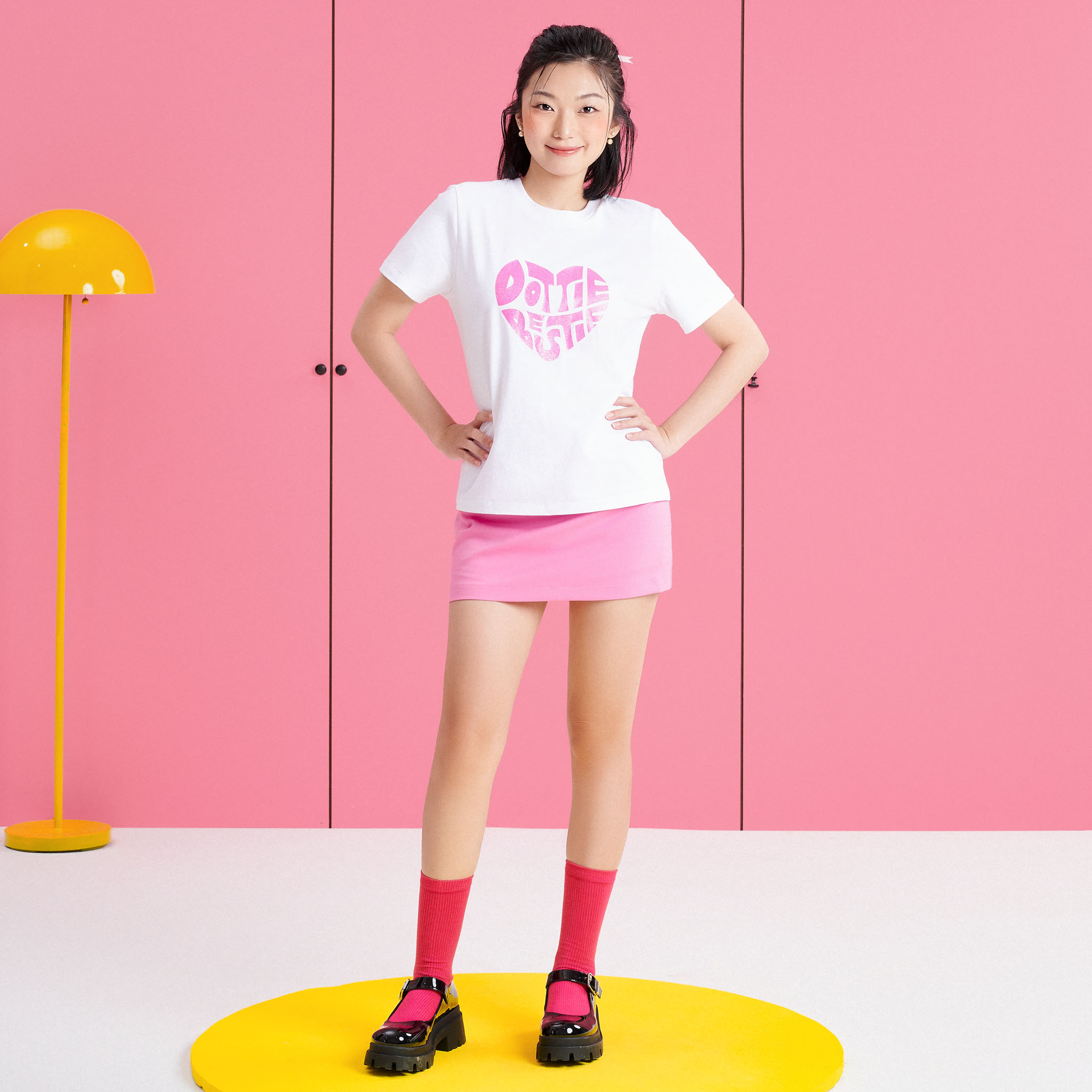 DOTTIE - Áo thun in Dottie Bestie kim tuyến - Trắng - T0765