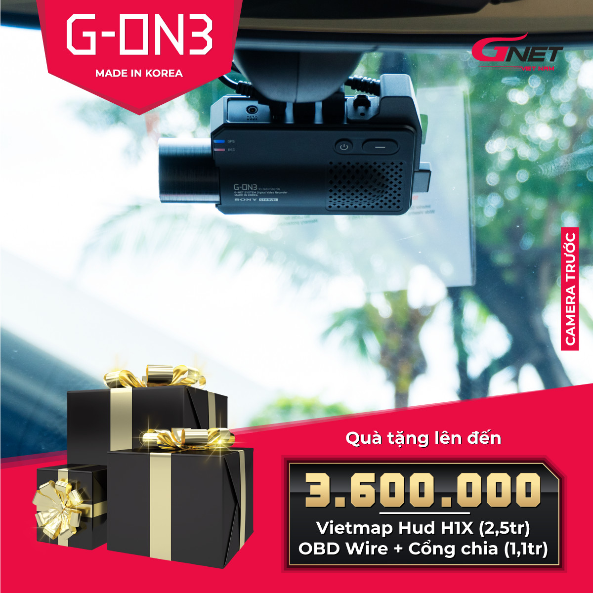 [Hỗ trợ lắp đặt] CAMERA HÀNH TRÌNH CHUYÊN DỤNG HÀN QUỐC GNET G-ON 3 - HÀNG CHÍNH HÃNG