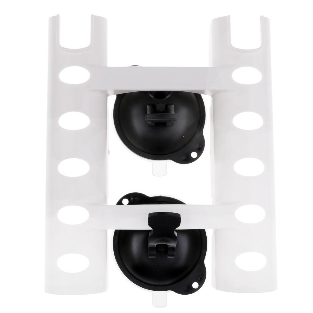 2 Tube Rod Rack Fishing Rod Pole Holder Organizer Bracket with Suction Cup