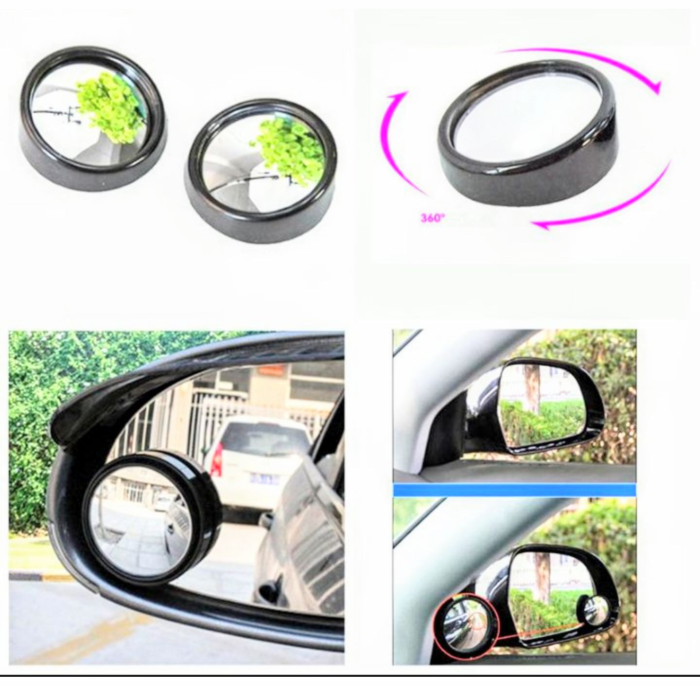 SIÊU COMBO VỚI 2 GƯƠNG CẦU LỒI MINI GẮN KÍNH CHIẾU HẬU XE HƠI ÔTÔ XE MÁY CỰC CHUẨN ĐẸP