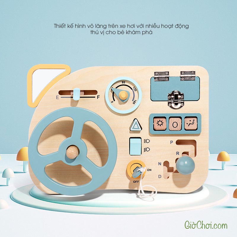 Bảng bận rộn Busy board hình vô lăng xe hơi dễ thương cho bé từ 3 tuổi