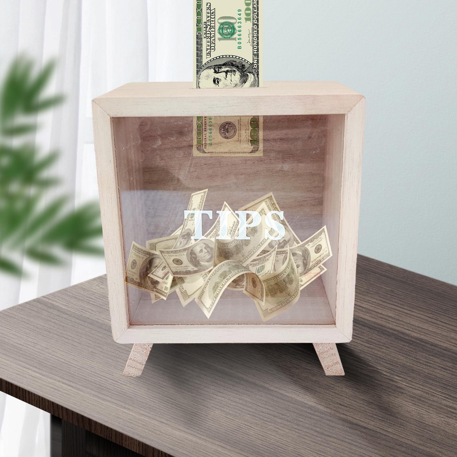 Wooden Creative Piggy Bank Multipurpose Money Saving for Birthday Gift