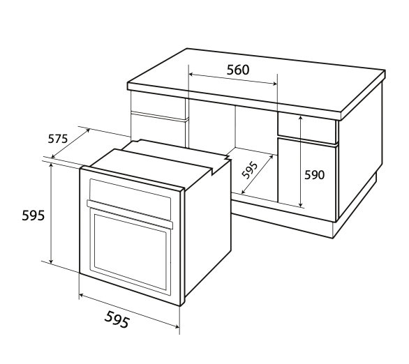 Lò nướng âm tủ KAFF KF-T90S - 67L Màu Đen - Hàng Chính Hãng