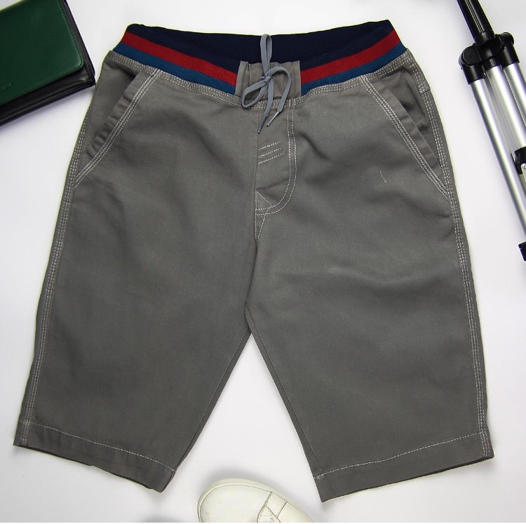Quần Short Lửng Nam Kaki Tặng Kèm Quần Lót Thái Vải Cotton Mềm Mịn Lưng Thun Đai Quần Có Dây Chun Kéo, Dễ Dàng Điều Chỉnh Phù Hợp Co Giãn Cao Cấp Dkqkn26 - Xám Đậm - Size 32 62 - 66Kg