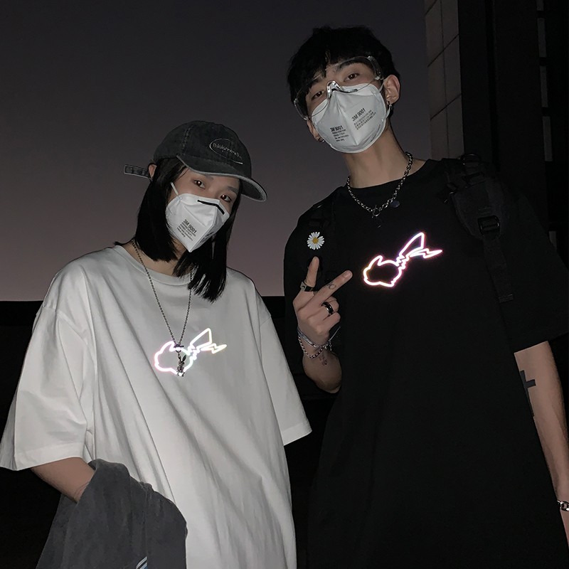 Áo Thun Nam Phản Quang In hình POKEMON PIKACHU, anime POKEMON , áo chất, đi đêm, đi phượt bao ngầu, nhìn đã mắt