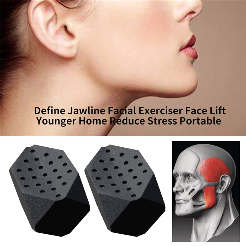 Jawline Persentiser silicone silicone chăm sóc cơ thể tập thể dục khuôn mặt Masseter căng thẳng nhai bóng đôi cằm giảm mặt nâng mặt mỏng Color: B style 1pcs black