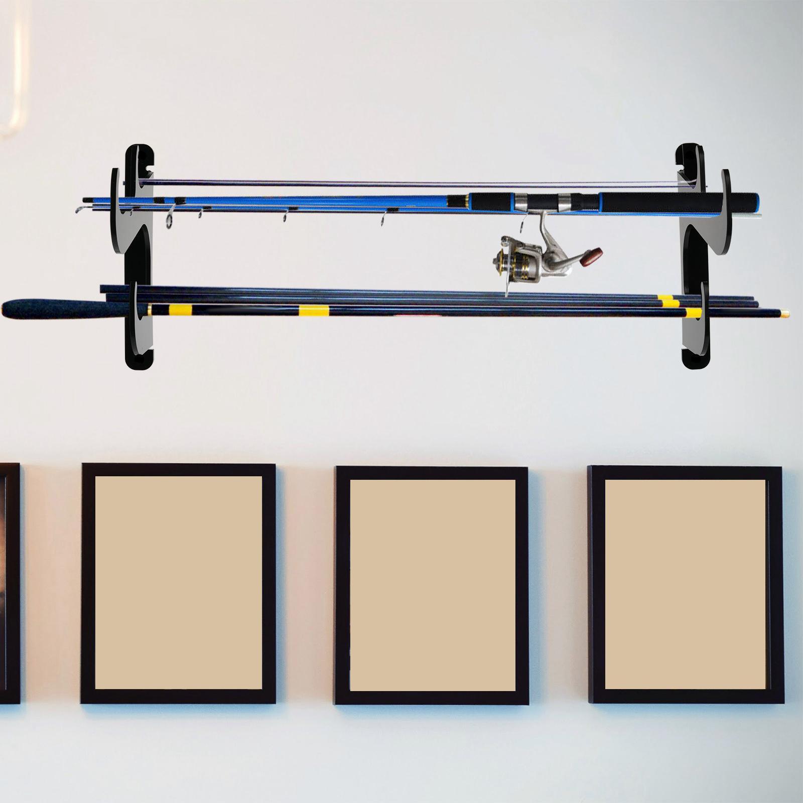 Horizontal Fishing Rod Wall Mounted Storage Rack black