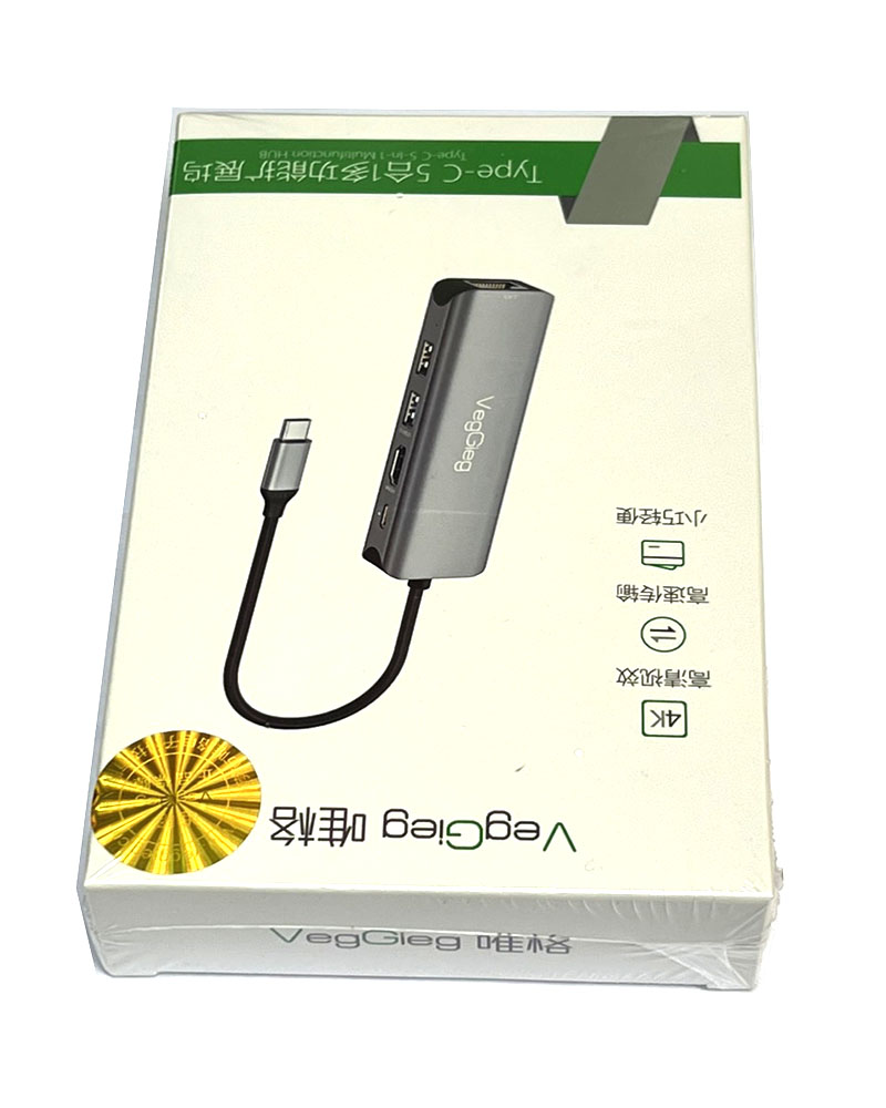 Hub Type C V-TC05R Hàng Chính Hãng Veggieg | Bảo Hành 1 đổi 1 | 1 Lan , 1 HDMI , 2 USB 2.0, 1 Type C