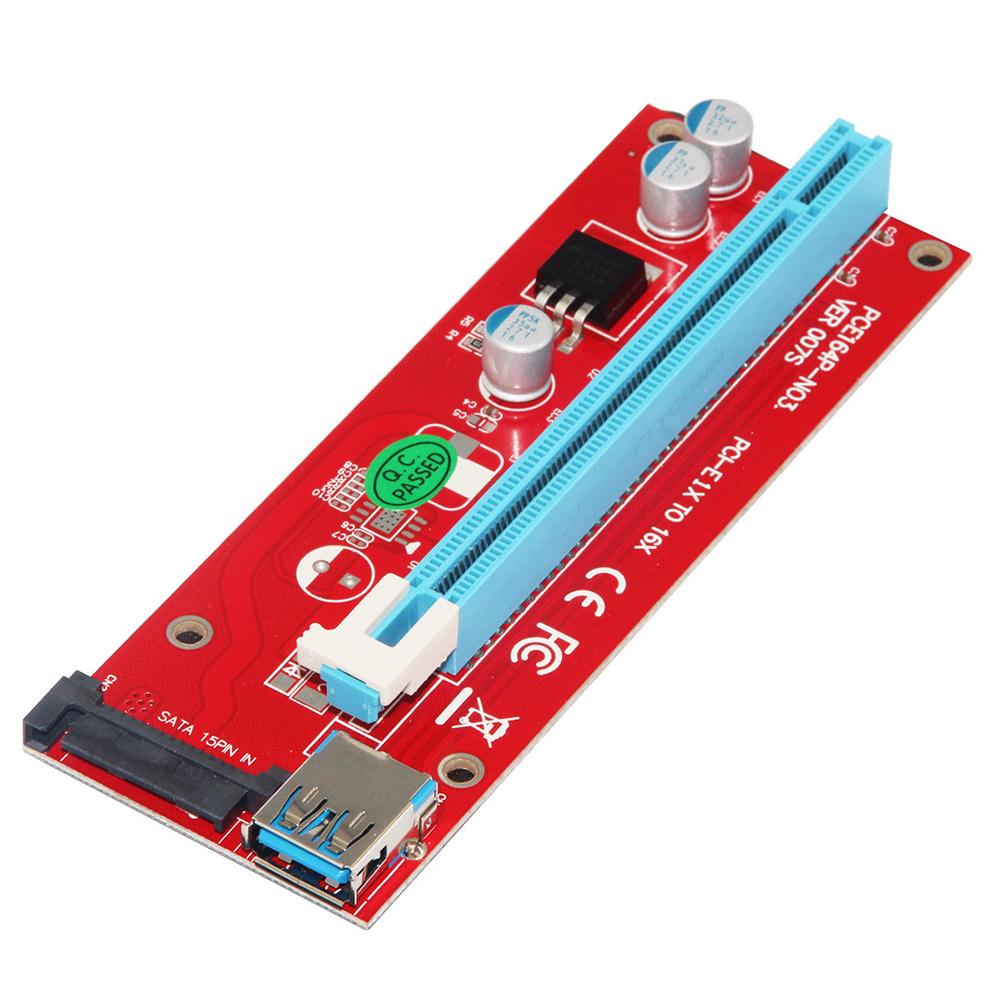 Bộ chuyển đổi PCI Express Cáp USB 3.0 15Pin cấp nguồn SATA chuyên nghiệp VER007S 0.6M PCI-E 1X đến 16X Riser Card Extender