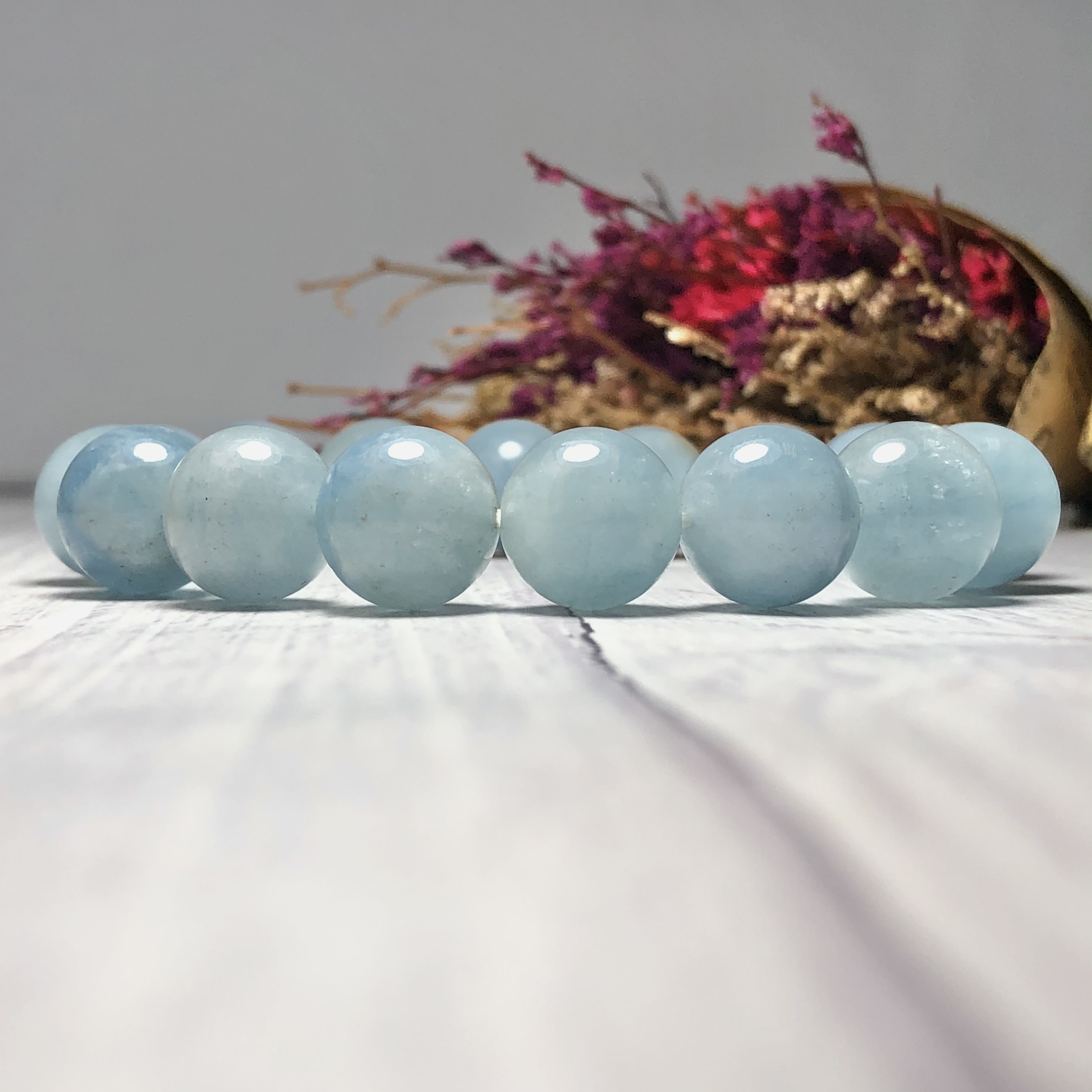 Vòng tay đá Aquamarine 12mm