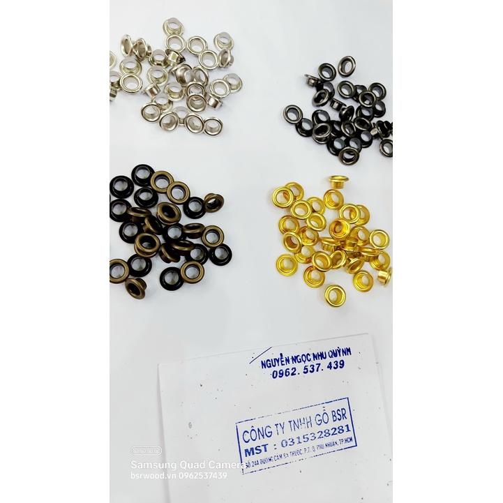 Khoen ore mắt cáo 6mm Bằng Thau không gỉ Màu bạc, vàng, đen, đồng Khuy mắt cáo bấm vải, quần áo, túi xách, đồ da