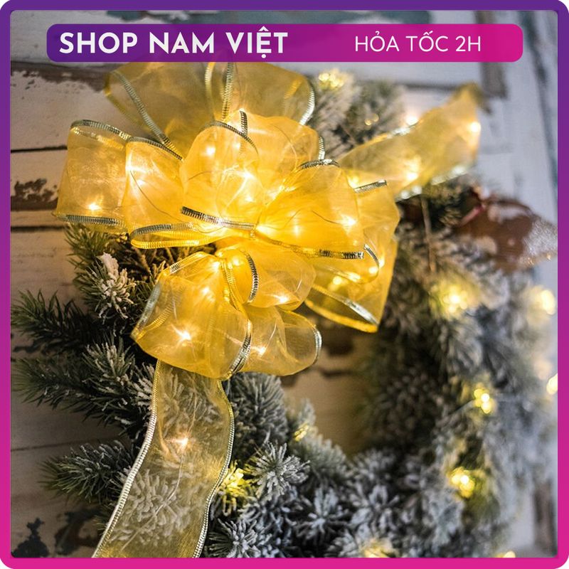 Dây Led Ruy Băng Trang Trí Cây Thông Giáng Sinh Noel, Gói Quà