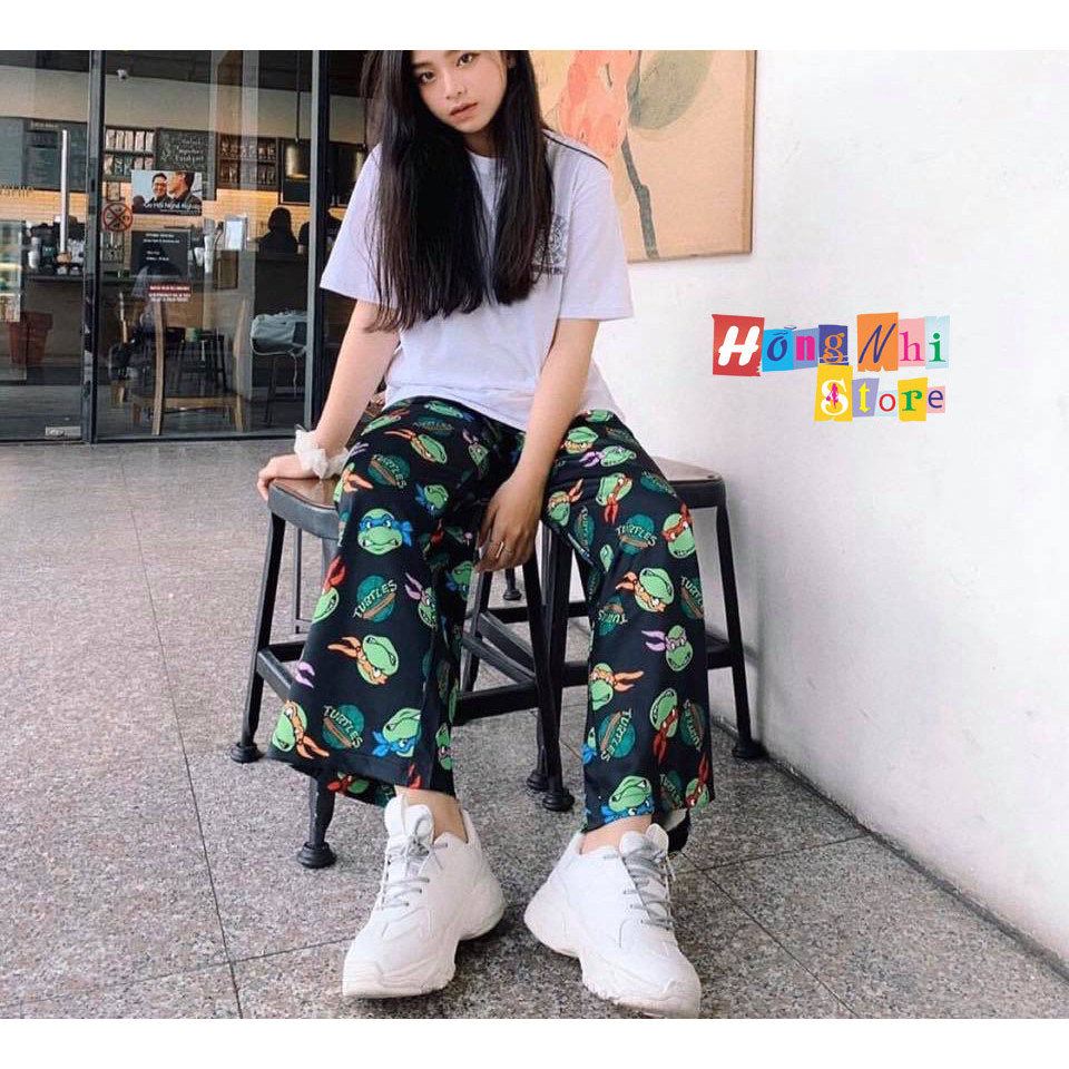 Quần Cartoon Pant Unisex, Quần Hoạt Hình Lửng Ống Rộng Lưng Thun - MM