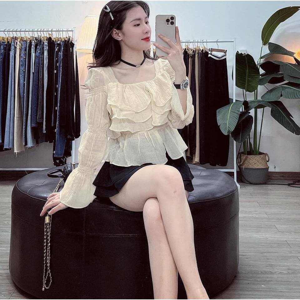 Áo Tơ Bèo Tiểu Thư Cổ Vuông (Kèm ảnh thật và Video)- Sarang Clothing