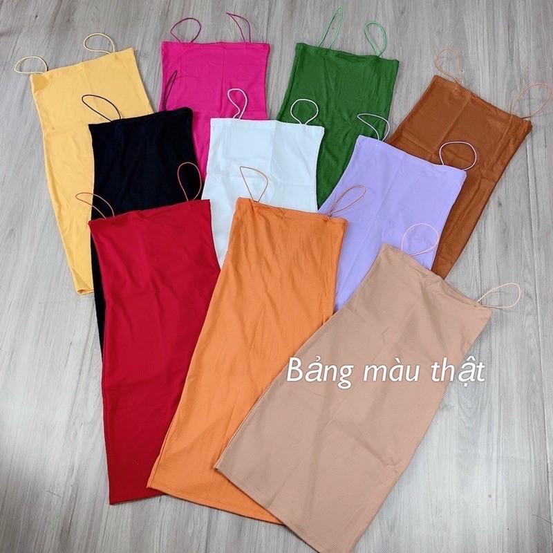 Đầm body 2 dây cọng bún chất thun borip dày mịn đẹp