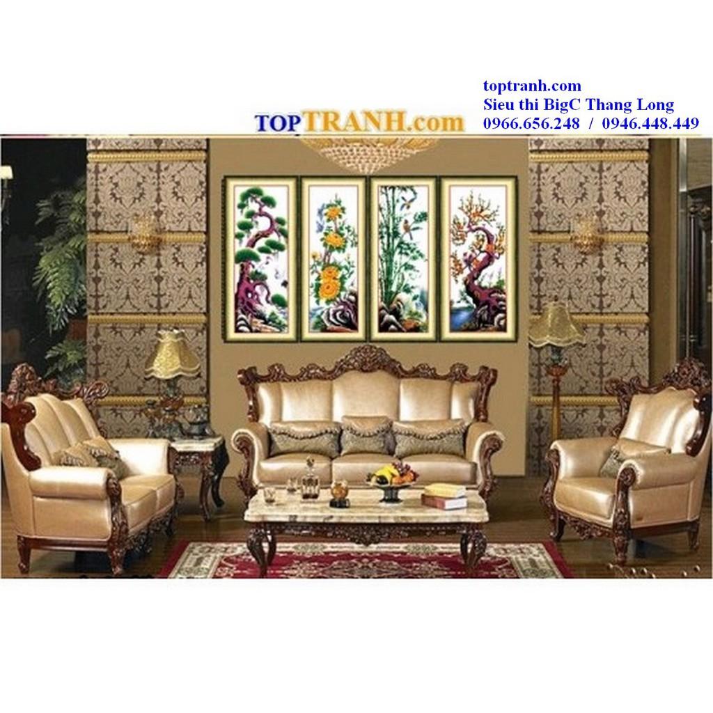 Tranh thêu chữ thập tứ quý tùng trúc cúc mai A625-A626-A627-A628  xuân hạ thu đông