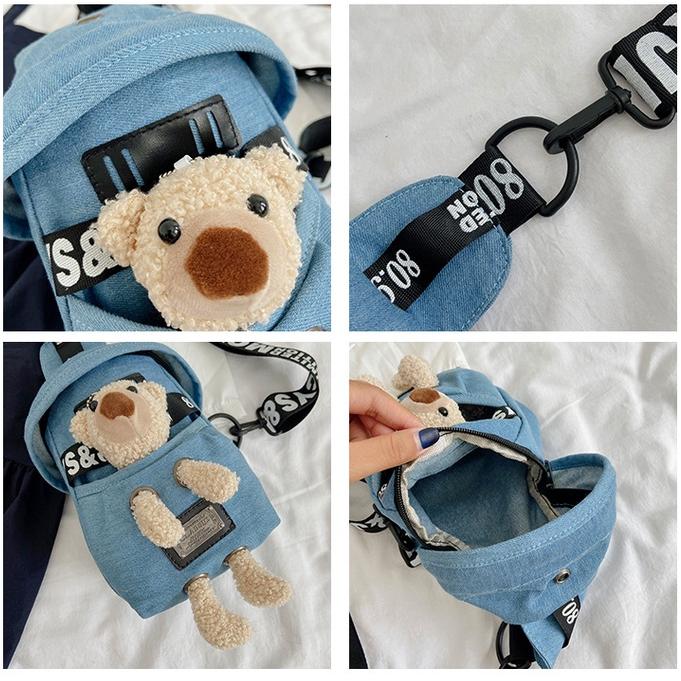 Túi Đeo Chéo Thời Trang Cho Bé Trai Bé Gái 21*13*9cm (Có Kèm Thú Nhồi Bông)