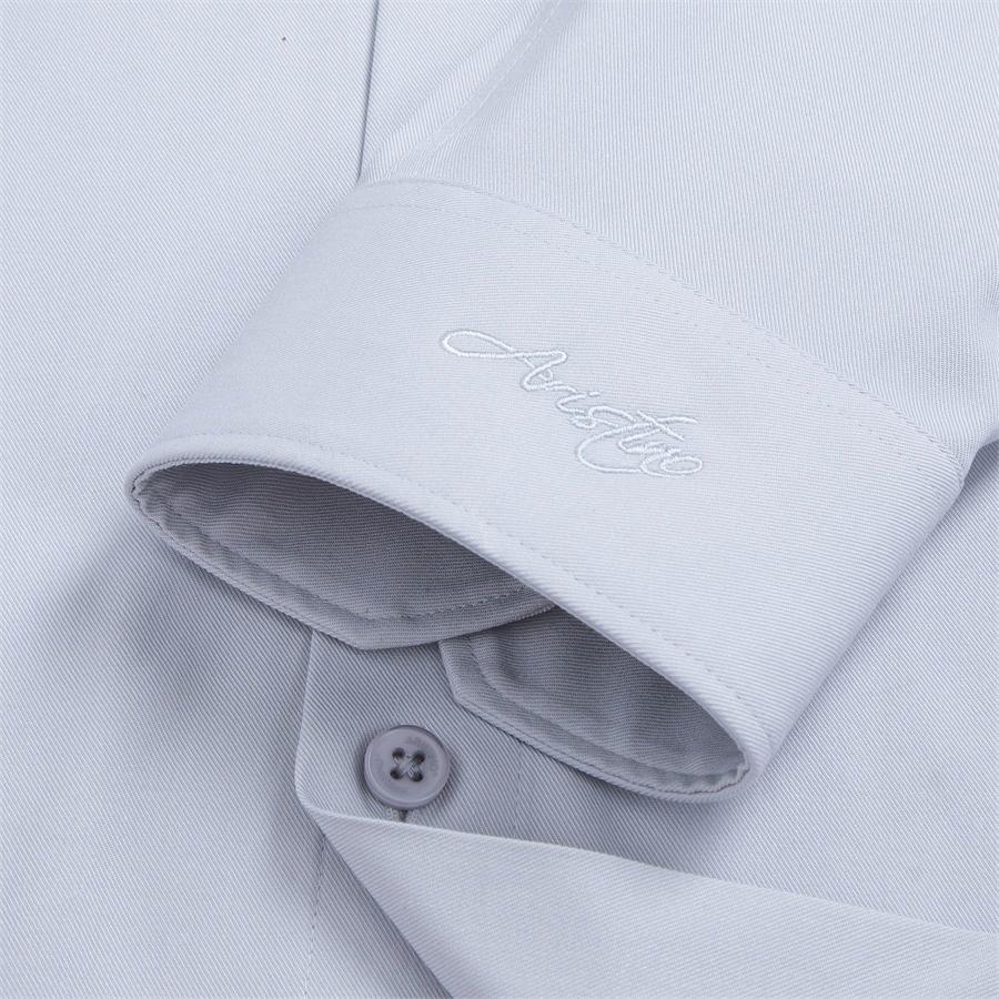 Áo sơ mi nam dài tay ARISTINO dáng Slim fit ôm vừa, màu xám solid nam tính, lịch lãm - ALS11302