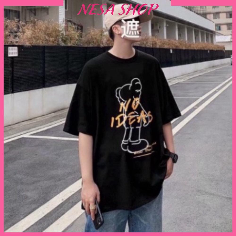 Áo thun unisex nam nữ form rộng tay lỡ NO IDEAS freesize 40-70kg, áo phông nam nữ NeSa Shop